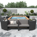Spa Surround Spa Frame Quadrilateral Outdoor Rattan Sectional Sofa Set With Mini Sofa, Wooden Seats And Storage Spaces by Unique Piece Furniture