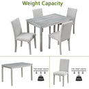 5 Piece Wooden Dining Table Set, Kitchen Table Set with a Rectangular Table and 4 Upholstered Chairs, Wooden Dining Room Table with Crystal Decoration and Chairs Set for Kitchen, Dining Room, Gray