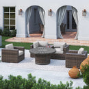 Patio Seating Group For 4 With Cushions And Fire Pit Table - Brown by HouseOfZazla