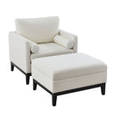 Farmhouse Upholstered Accent Chair With Ottoman, Reversible Lid Coffee Table by HouseOfZazla