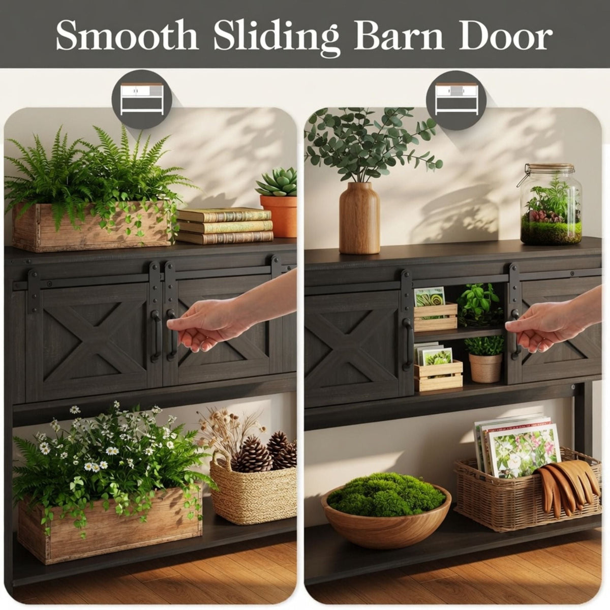 Farmhouse Entryway Table With Sliding Barn Door, photo 22 of 40