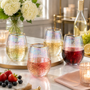 Festive Lustered Iridescent Stemless Wine - Set of 4