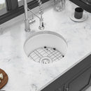 Ceramic Circular Kitchen Sink With Drain Assembly And Bottom Grid, 18" Dual Mount - White by HouseOfZazla