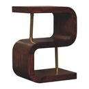 S Curve Brass Bedside Table - Dark Brown by Unique Piece Furniture
