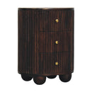 Solid Wood Curved Fluted 3-Drawer Drum Chest