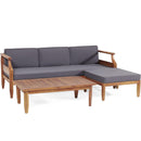 Bianca - Outdoor 3 Seater Sofa Chat Set With Ottoman - Teak by HouseOfZazla