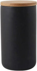 Ceramic Food Storage Jar Canister Modern Design Food Canisters with Airtight Seal Bamboo Lid, Loose Tea Coffee Spice Nuts Snacks Storage Jar Canister (Black 33.81oz/1000ml) by CozyNest Decor