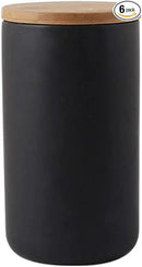 MilkyWay Food Storage Jar Strong Ceramic Storage Canisters with Airtight Seal Bamboo Lid Modern Design Seal Damp-Proof Kitchen Jar for Coffee, Tea, Spice and More (Black(L: 34 oz/1000ml)) by CozyNest Decor