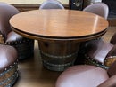 Whiskey & Wine Barrel Game Table Set — Poker Top and Dining Top Included, 6 Chairs