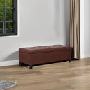 Joveco 51 Inch Storage Ottoman Bench,Tufted Leather Storage Bench for Bedroom (51”,Brown) by CozyNest Decor