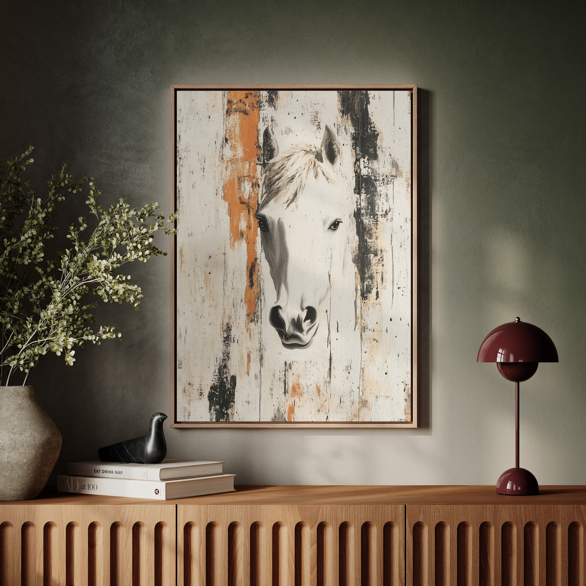White Horse Against Rustic Planks, photo 2 of 19