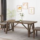 Farmhouse Style Dining Table With Wood Like Top