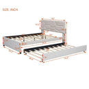 Upholstered Platform Bed With Brick Pattern Headboard And Twin Long Size Trundle by HouseOfZazla