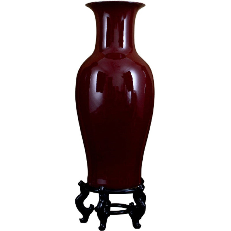 Lovecup Oxblood Red Porcelain Vase with Stand 36" Height L025