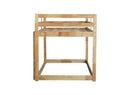Solid Wooden, Solid Rubber Wooden Twin over Twin Floor Bunk Bed with Ladder, with Bed Platform of Strengthened Slats  , Natural
