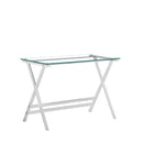 Transparent Glass Computer Desk With Rounded Edges, Tempered Glass Laptop Table - Clear by Unique Piece Furniture
