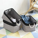 Organization and Storage Bins for Shelves - 16x12x8 inch Large 3 Pack Fabric Storage Cubes Collapsible Baskets for Shelves with Rope, Storage Basket for Organizing Cloth Laundry (Black & Grey) by TinyTreasures Baby Boutique