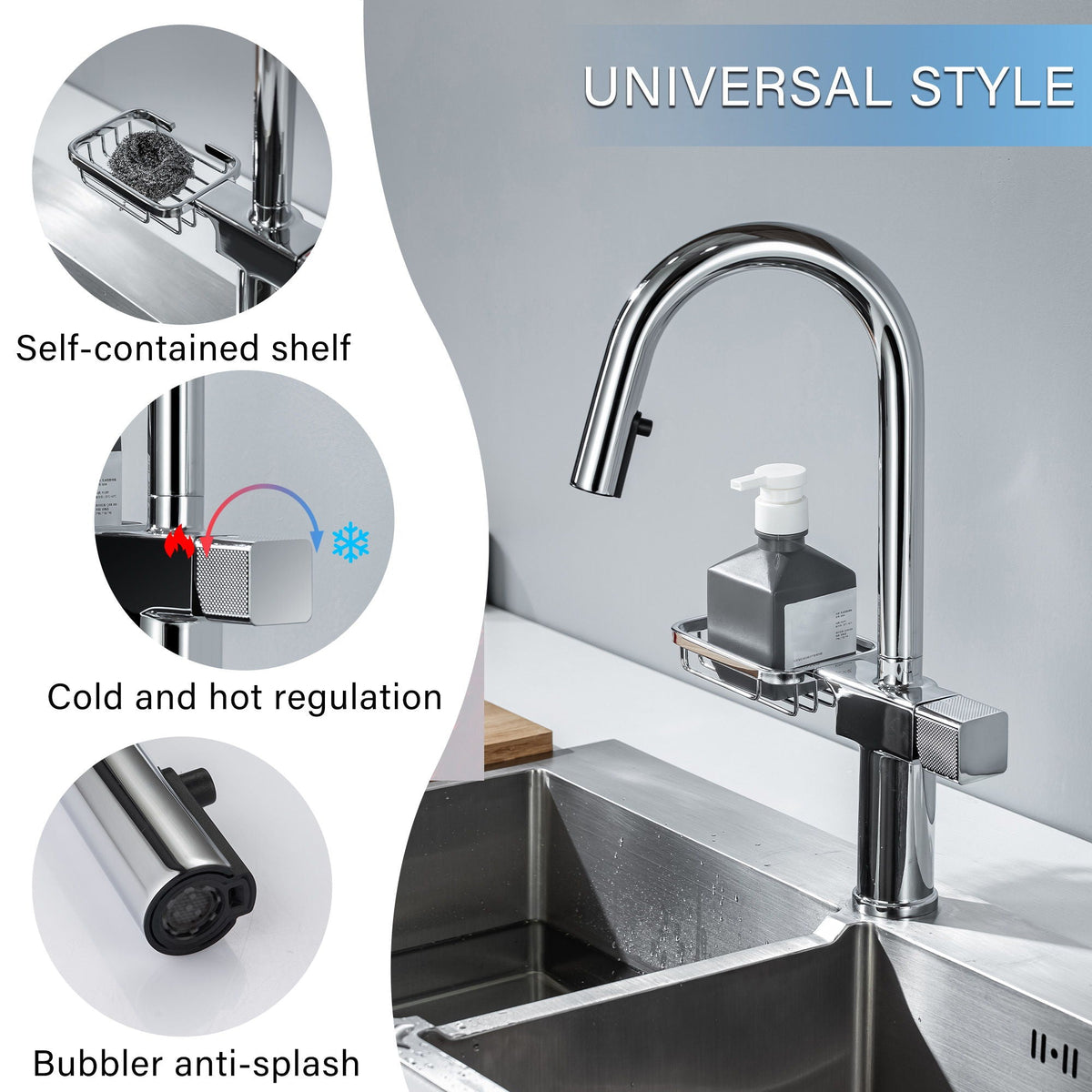 Cincosky - High Arc Pull Down Kitchen Faucet, Single Hole, photo 6 of 14
