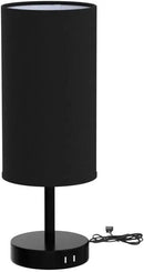 Yarra-Decor Bedside Lamp with USB Port - Touch Control Table Lamp for Bedroom 3 Way Dimmable Nightstand Lamp with Round Black Fabric Shade for Living Room, Dorm, Home Office (LED Bulb Included) by CozyNest Decor