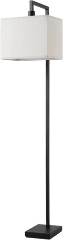 Globe Electric 61000052 60" Floor Lamp, Matte Black, Square White Fabric Shade, On/Off Rotary Switch on Socket, Square Rod, Reading Lamp, Home Office Accessories, Home Décor, Home Improvement by CozyNest Decor