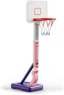 Toddler Basketball Hoop, Adjustable Height 2.3-4.5ft Baby Basketball Goal Set with 4 Balls & Pump, Backyard Poolside Basketball Toy for Boys & Girls Birthday Gift, Pink by TinyTreasures Baby Boutique