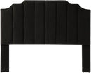 24KF Black Velvet Tufted Queen Upholstered Headboard, Modern Vertical Channel Design California Queen/Full Headboard with Stepped Silhouette Top Edge,Black by CozyNest Decor