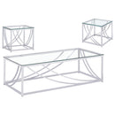 Lille 3-piece Glass Top Coffee And End Table Set Chrome
