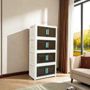 4-Tier Plastic Storage Bins with Lids – 24' Extra Large Collapsible Stackable Storage Cabinet with Wheels, Foldable Organizer System for Closet, Bathroom, Home, Office, Dorm