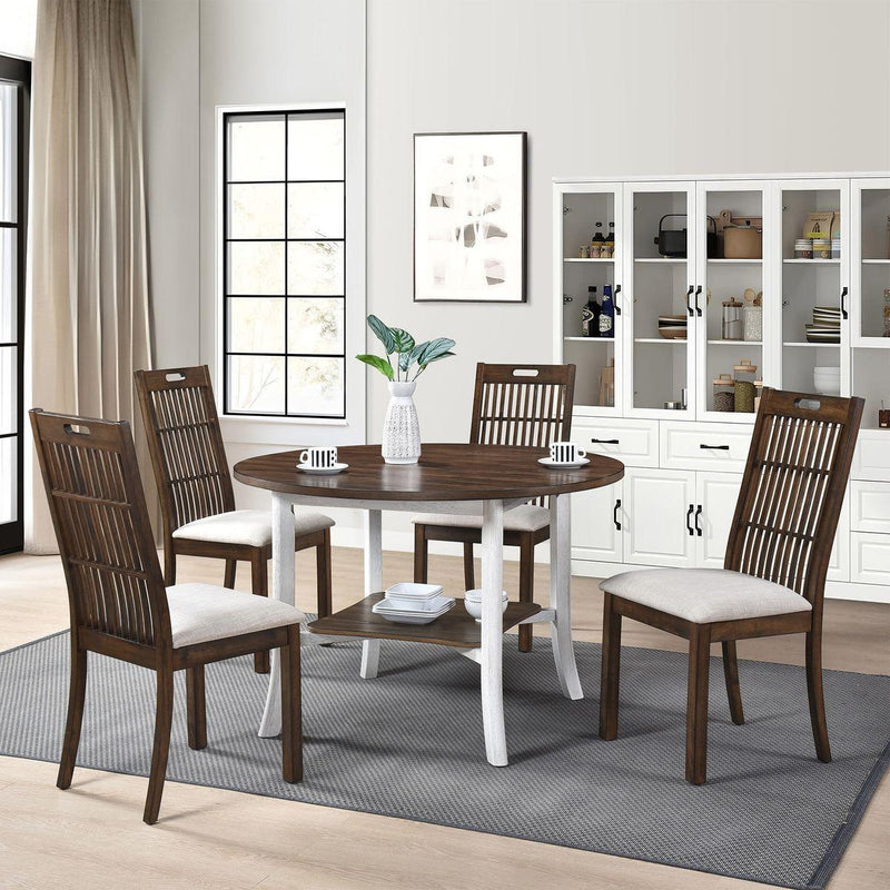 WOODHOMER Round Dining Furniture Set 1Table with 4 chairs