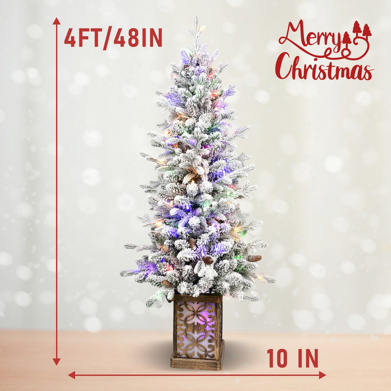 4FT Flocked Christmas Tree with Multicolour LED Lights, photo 3 of 10