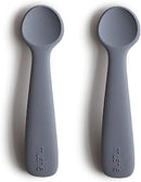mushie Silicone Baby Feeding Spoons | 2 Pack (Tradewinds) by TinyTreasures Baby Boutique
