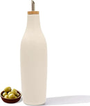 HOMCDALY Ceramic Olive Oil Dispenser for Kitchen, Stoneware 16oz Oil and Vinegar Bottles Dispenser, Kitchen Dispenser Bottle for EVOO Vinegar Syrups, Modern Farmhouse Design(W) by CozyNest Decor
