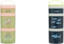 Whiskware Stackable Snack Containers for Kids, Set of 3 Stackable Snack Cups, Unicorn and Sharks Designs by TinyTreasures Baby Boutique