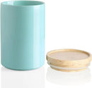 Sweejar Kitchen Canisters Ceramic Food Storage Jar, Stackable Containers with Airtight Seal Wooden Lid for Serving Ground Coffee, Tea, Sugar, Salt and More - 28 Fl Oz (Dark Turquoise) by CozyNest Decor