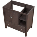 30" Bathroom Vanity Base Only, Solid Wood Frame, Bathroom Storage Cabinet with Doors and Drawers, Brown