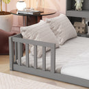 Floor Bed With Side Bookcase, Shelves, Guardrails by HouseOfZazla