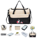 11Pcs Baby Nappy Diaper Bags Set for Mom Dad Mummy Shoulder Bags Multifunctional Diaper Handbags with Food Bag Bottle Bag Diaper Pad Burp Cloth 2 Hook