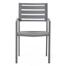 Outdoor Modern Aluminum Dining Chair (Set of 2), Gun Metal Gray
