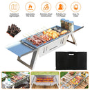 3 In 1 Foldable Charcoal Grill Fire Pit Slow Cooker 2-3 People Portable Camping Grill Stainless Steel BBQ Grill for Camping Tailgating Yard