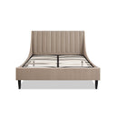 Aspen Vertical Tufted Modern Headboard Platform Bed Set, Queen, Mink Beige Performance Velvet