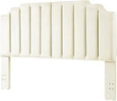 24KF Cream Velvet Tufted King Upholstered Headboard, Modern Vertical Channel Design California King Headboard with Stepped Silhouette Top Edge,Cream by CozyNest Decor