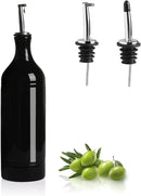 Sweejar Large Ceramic Olive Oil Dispenser Bottle, Opaque Oil Cruet Protects Oil to Reduce Oxidation, Suitable for Storage Oil, Vinegar, Soy Sauce & Other Liquids, Pack of 1, 24 Fl Oz (Black) by CozyNest Decor