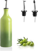 Sweejar Large Ceramic Olive Oil Dispenser Bottle, Opaque Oil Cruet Protects Oil to Reduce Oxidation, Storage Oil, Vinegar, Soy Sauce & Other Liquids, Pack of 1, 24 Fl Oz (Gradient Green) by CozyNest Decor