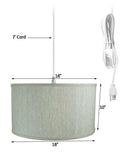 18"W 1 Light Swag Plug-In Pendant  Textured Oatmeal Shade White Cord