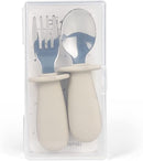 Ali+Oli Spoon & Fork Learning Set for Toddlers (Khaki) 6m+ Grab Easy BPA Free Food-Grade Silicone Handle, Kids Silverware Self Feeding Baby Utensils, Multi-stage Baby Feeding Set Ergonomic Design by TinyTreasures Baby Boutique