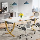Executive Office Computer Desk For Home Office - White / Gold by HouseOfZazla