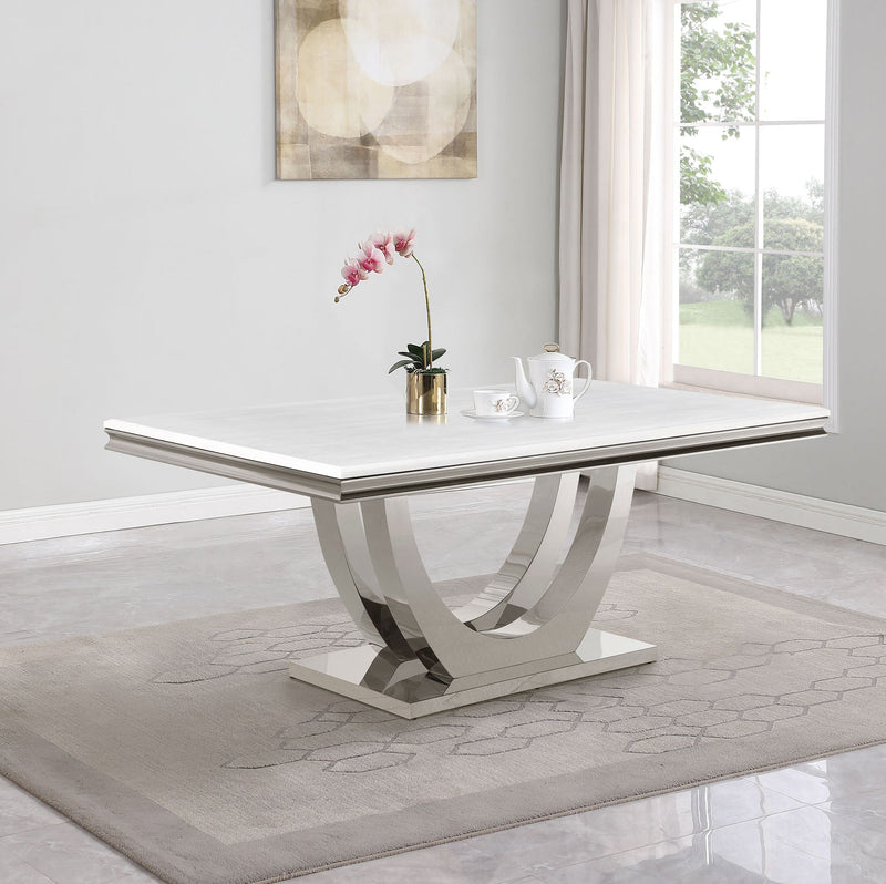 Kerwin Rectangular 71-inch Stone Top Dining Table White, photo 4 of 7