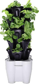 Mr. Stacky Smart Farm - Automatic Self Watering Garden - Grow Fresh Healthy Food Virtually Anywhere Year Round - Soil or Hydroponic Vertical Tower Gardening System (Solar Kit, Black) by GreenHaven Gardens