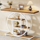 41.3" Console Table, Industrial 4-Tier Sofa Entryway Table with Circle Base