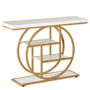41.3" Console Table, Industrial 4-Tier Sofa Entryway Table with Circle Base